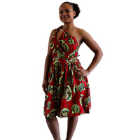 Infinit Multiway Midi Jurk van Afrikaanse Print -Rood