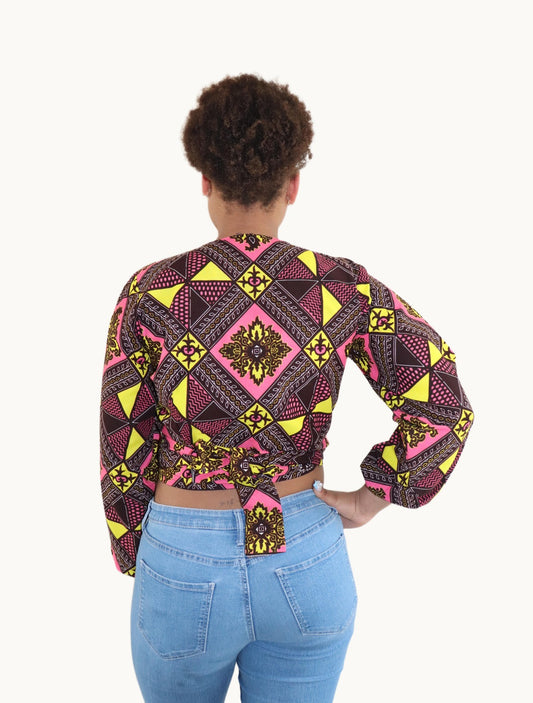 Wrap Top met  Afrikaanse Wax-Stof