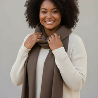 NANA sjaal effen met franjes – Zacht & elegant (Mokka)