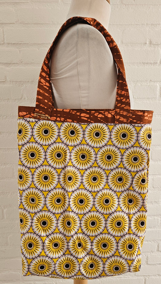 Tote Tas in Afrikaanse Print - Oranje Bruin