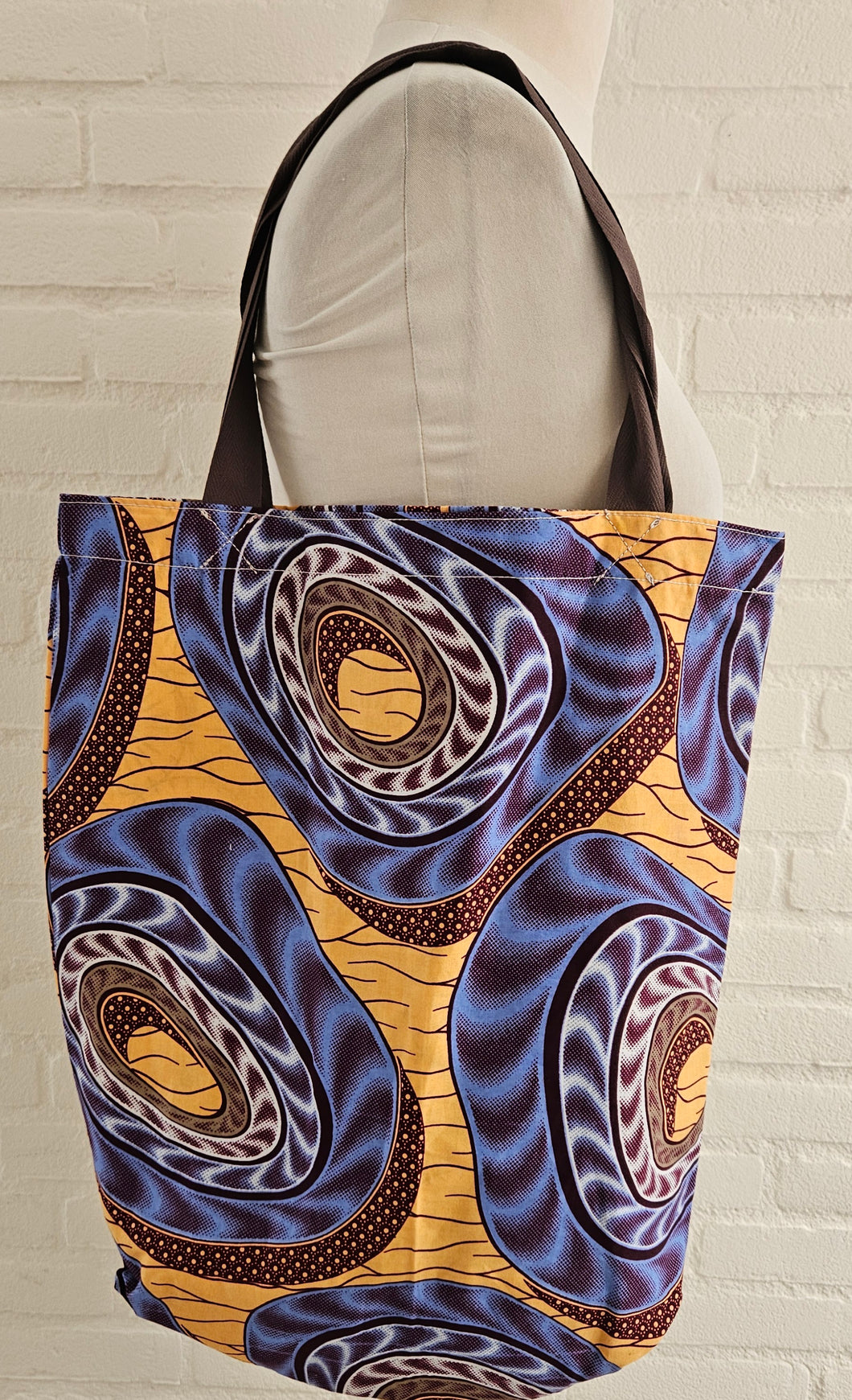 Tote Tas in Afrikaanse Print - Geel/Paars