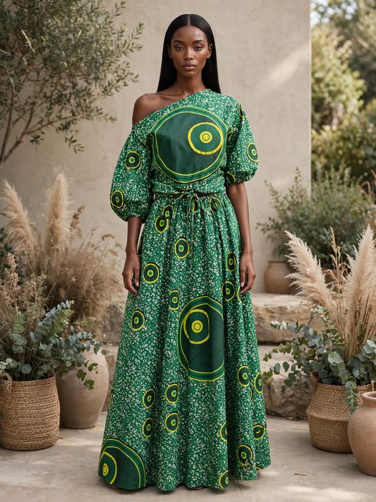 Top & Maxi Rok Co-Ord Set van Afrikaanse Print