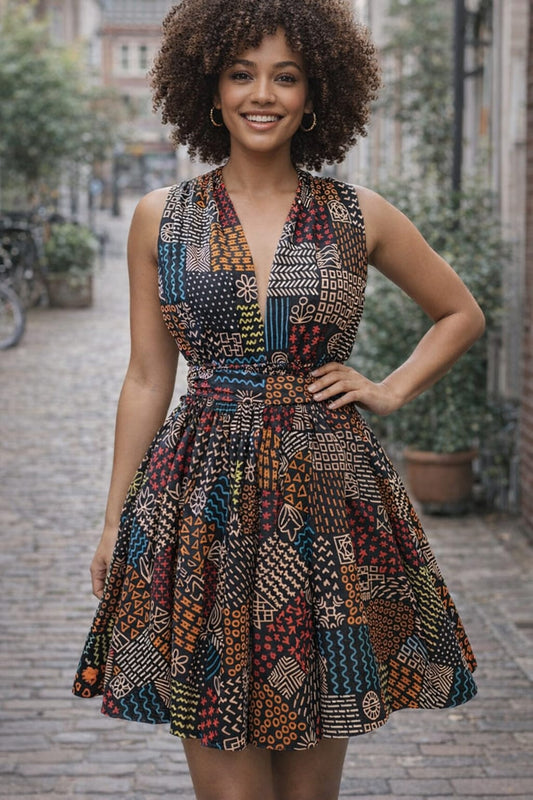Infinity Multiway Midi Jurk van Afrikaanse Print