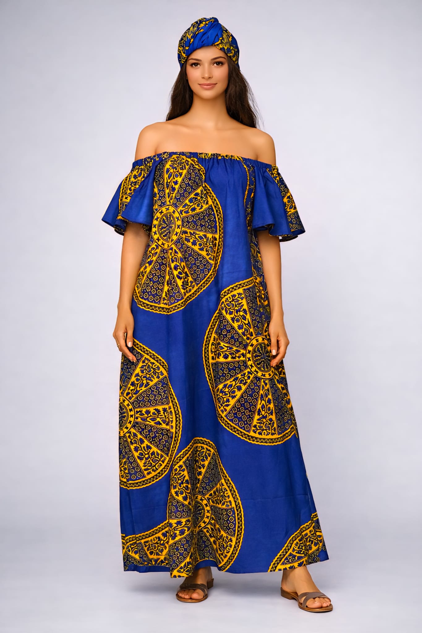 Rich Aunty Off-shoulder Maxi Jurk