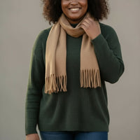 NANA sjaal effen met franjes – Zacht & elegant (Camel)