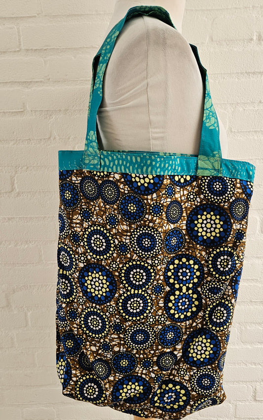 Tote Tas in Afrikaanse Print - Licht Blauw