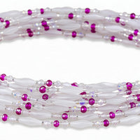 Waistbeads – wit & fuchsia