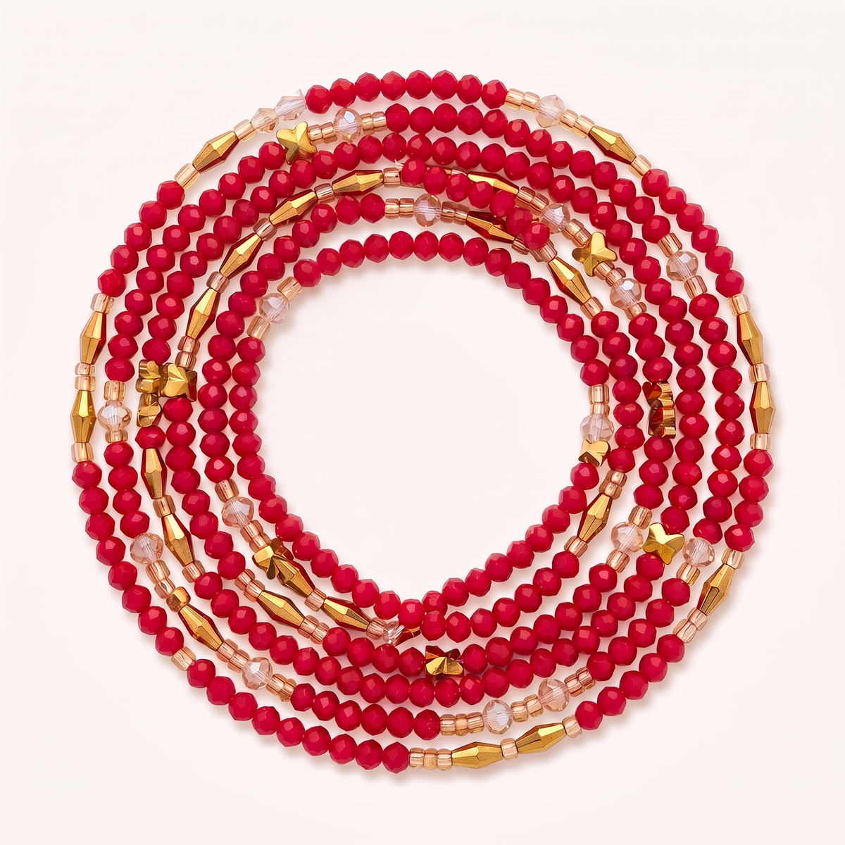 Waistbeads – rood & goud