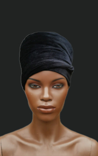 Fluwelen Tulband/Headwrap - Zwart