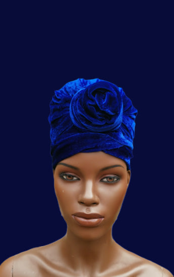 Fluwelen Tulband/Headwrap - Blauw