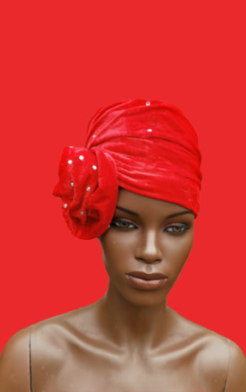 Fluwelen Tulband/Headwrap - Rood