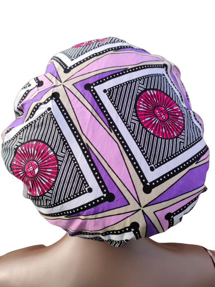 Haarbonnet in Afrikaanse Print - Roze/Paars