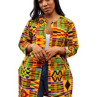 Afrikaanse Print Kimono Vest - Kente 1