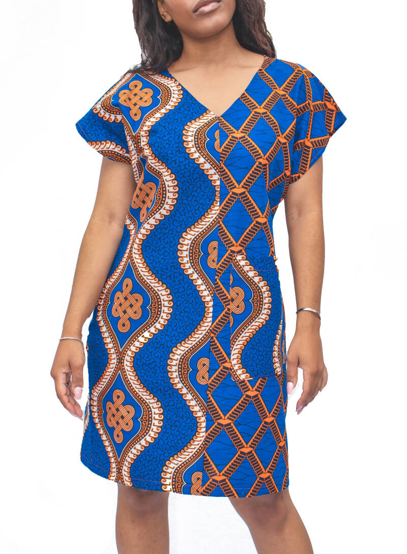 Afrikaanse Print T Shirt jurk - Blauw