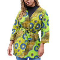 Afrikaanse Print Kimono Vest - Groen/Blauw