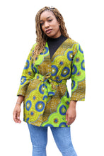 Cargar imagen en el visor de la galería, Afrikaanse Print Kimono Vest - Groen/Blauw
