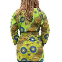 Afrikaanse Print Kimono Vest - Groen/Blauw