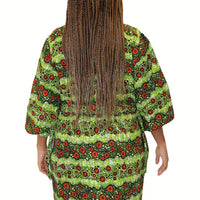 Kimono van Afrikaanse Print - Groen/Rood