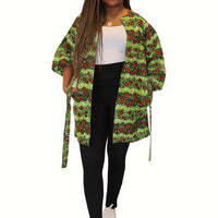 Kimono van Afrikaanse Print - Groen/Rood