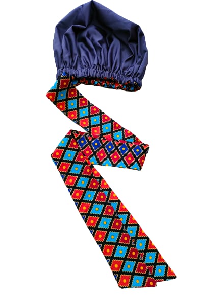 Easy Headwrap in Afrikaanse Print - Rood/Blauw