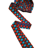 Easy Headwrap in Afrikaanse Print - Rood/Blauw