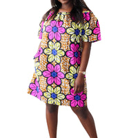 Off Shoulder Midi Jurk van Afrikaanse Print - Multicolor 3