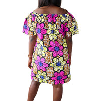 Off Shoulder Midi Jurk van Afrikaanse Print - Multicolor 3